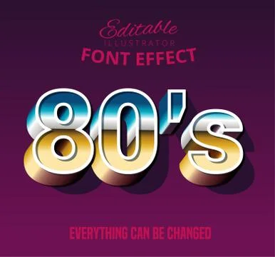 Bold script retro text style font effect Stock Illustration