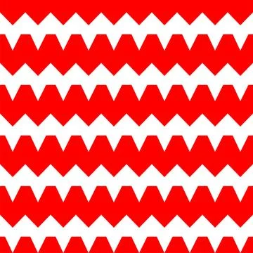 Bold seamless pattern of red zig zag lines on a white background, creating .. 库存插图