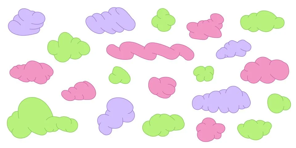 Bold shape cloud, figure in an abstract and organic style, with comic elements イラスト素材