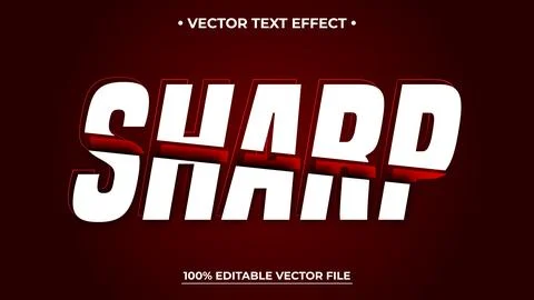 Bold SHARP Text Effect with Red Gradient and Vector File Availability Ilustración de archivo