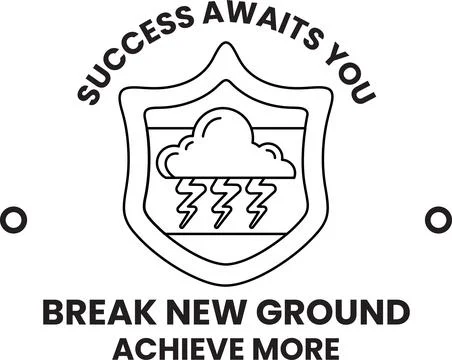 Bold shield design with cloud and lightning strikes Stock Illustration