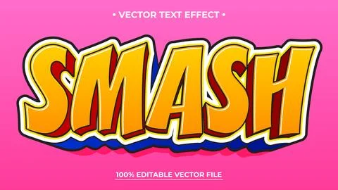 Bold Smash Text Effect with Comic Book Style on Pink Background Illustrazione stock