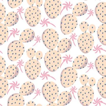 Bold soft pink cactus vector seamless pattern texture. 스톡 일러스트