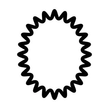 Bold Spiky Oval Frame Border with Jagged Decorative Edge Ilustración de archivo