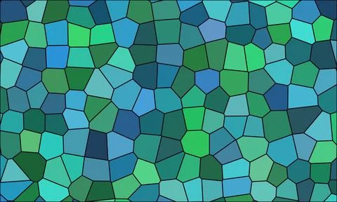 Bold stained glass pattern incorporates vibrant emerald sea blue colors for.. Stock Illustration