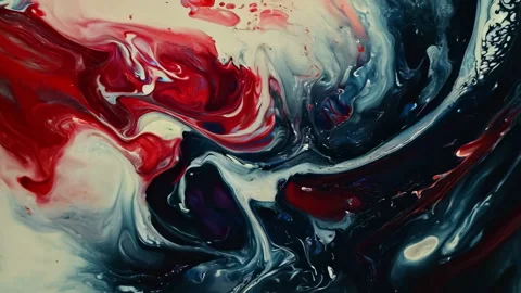Bold Strokes Of Red And Black Swirl Together In Dramatic Dance. Stock Footage 294950277