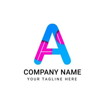Bold Style A Logo Design with blue and pink colour. Stock Illustration