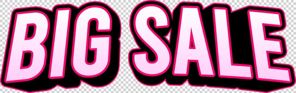 A bold, stylized 3D typographic label featuring the text BIG SALE in white .. Stock Illustration