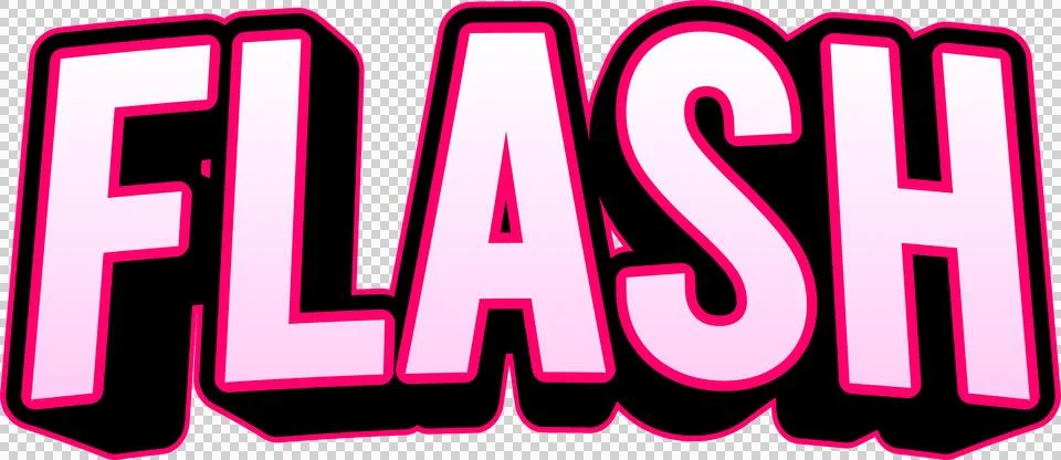 A bold, stylized 3D typographic label featuring the text FLASH in white wit.. Stock Illustration
