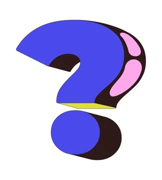 Bold stylized question mark 2D cartoon object Stock Illustration