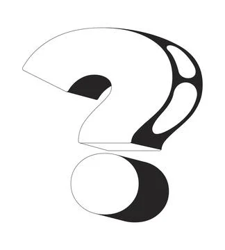 Bold stylized question mark 2D line object Stock Illustration