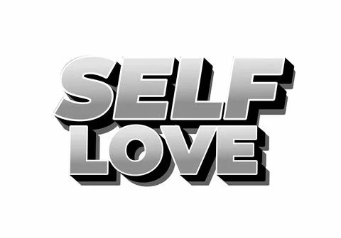 A bold, stylized text graphic featuring the words SELF LOVE in a three dime.. Stock Illustration