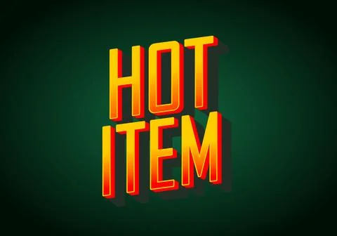 Bold, stylized text reading HOT ITEM in bright yellow and red colors 스톡 일러스트