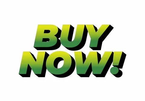 Bold, stylized text saying BUY NOW! in green gradient with shadow effect, s.. Stock Illustration