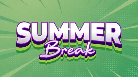 Bold Summer Break Motion Typography with Green Comic Style Background Stock Footage 333688528