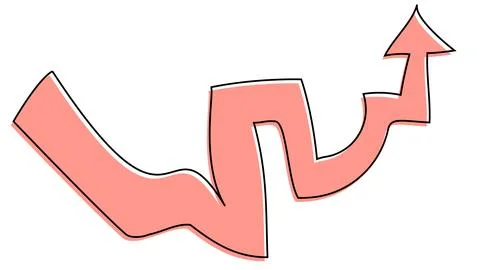 Bold swirling up arrow on a white background. Growth indicator in coral col.. Stock Illustration