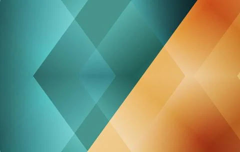 Bold teal orange diagonal geometry, layered translucent planes, glossy Stock Illustration