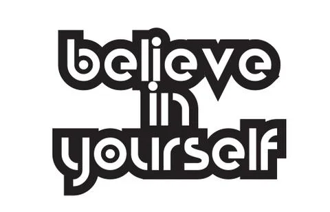 Bold text believe in yourself inspiring quotes text typography design Illustrazione stock