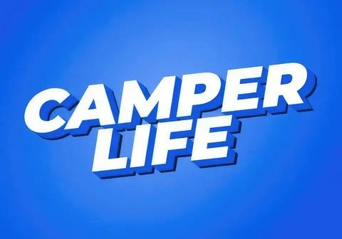 Bold text camper life sign on blue background Stock Illustration
