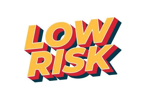 Bold text design featuring the words low risk in colorful 3D style Stock Illustration