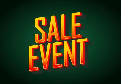 Bold text graphic featuring the words SALE EVENT in yellow and red with a s.. Stock Illustration