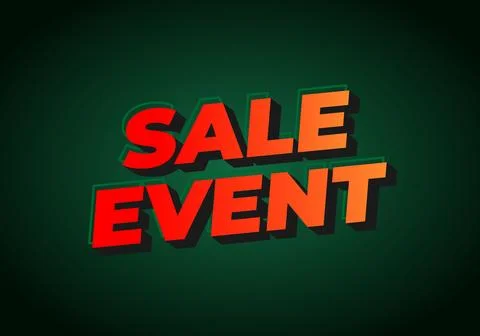 Bold text graphic featuring the words SALE EVENT in red and orange colors a.. Illustrazione stock