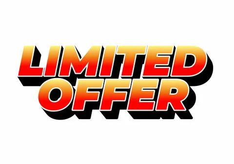 Bold text graphic featuring the words limited offer in a vibrant color grad.. Ilustración de archivo