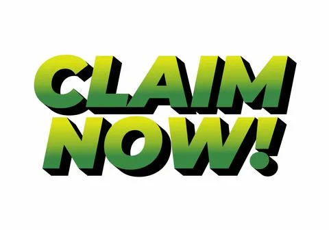 Bold text graphic with gradient effect, featuring the words CLAIM NOW! in g.. Illustrazione stock