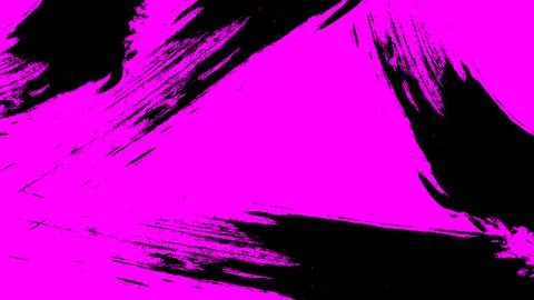 Bold textured black paint brush strokes and smears on magenta pink background Stock Illustration