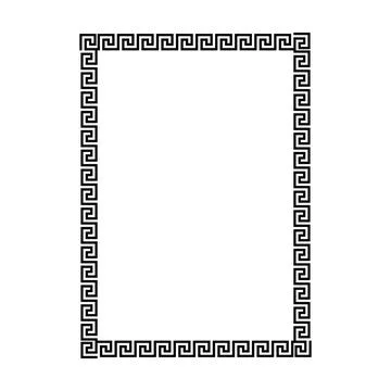Bold thick Greek motif rectangle frame with seamless meander ornament styli.. 스톡 일러스트