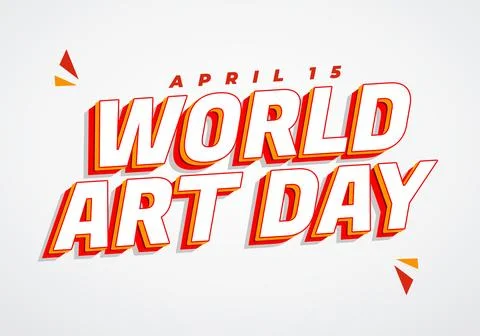 Bold three dimensional red and orange typographic graphic reading WORLD ART.. 库存插图