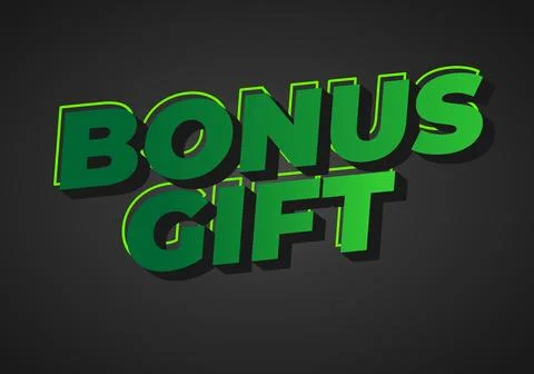 A bold, three dimensional text graphic featuring the words BONUS GIFT in vi.. 스톡 일러스트