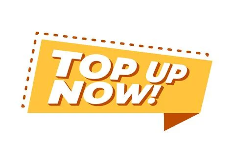 Bold Top Up Now Typography with Golden Banner and Retro Shadow Effect Stock Illustration