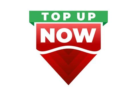Bold Top Up Now Typography with Layered Green and Red Promotional Banner Stock Illustration