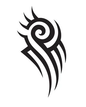 Bold tribal tattoo sketch pattern spirals upward with sharp, flowing lines Stock Illustration