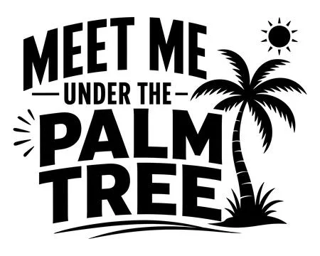 Bold tropical palm tree summer graphic with decorative sun rays Stock Illustration