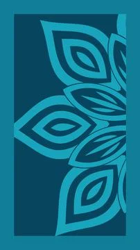 A bold turquoise pattern of overlapping stylized leaves fills the right sid.. Stock Illustration