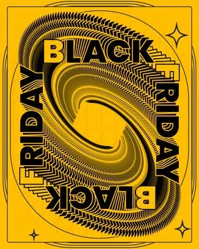 Bold Typography Wall Poster Yellow Optical Effect Иллюстрация