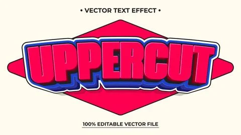 Bold Uppercut Text Effect Design with Vibrant Colors and Shadowing. Illustrazione stock