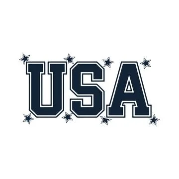 Bold USA Text Logo Featuring Stars Surrounding Each Letter Isolated on Tran.. Stock Illustration