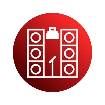Bold vector illustration of a sound system showcasing speaker setup and mic.. Stock Illustration