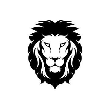 Bold Vector Lion Head Logo on White Background, Perfect for Branding and Design Stock Illustration