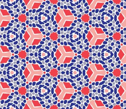 Bold Vector Summer Daisy Flower Background. Classic Blue Red on White. Modern Stock Illustration