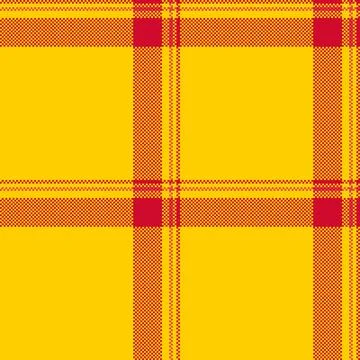 Bold, vibrant plaid pattern in yellow and red. Modern pixel art style. Use fo Stock Illustration