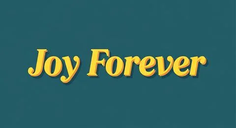 Bold vintage typography displaying joy forever text in yellow 3d style on d.. Stock Illustration
