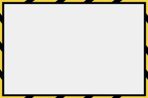 Bold warning background with yellow and black stripes framing a blank center. Stock Illustration