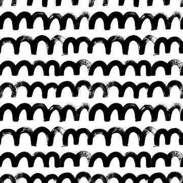 Bold wave hand drawn lines seamless pattern. Illustrazione stock