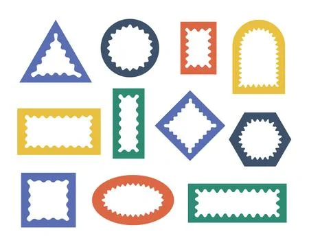 Bold wavy, zigzag borders arches, figures. Vector retro mirror frames, abstract Illustrazione stock