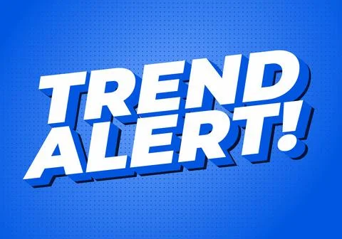 Bold white 3d text trend alert! on vibrant blue dotted background with long.. Stock Illustration