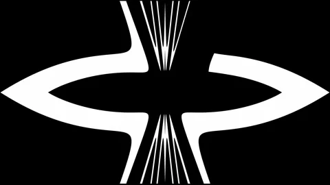 Bold white geometric pillars expanding to form a complex circular pattern Stock-Footage 332619172